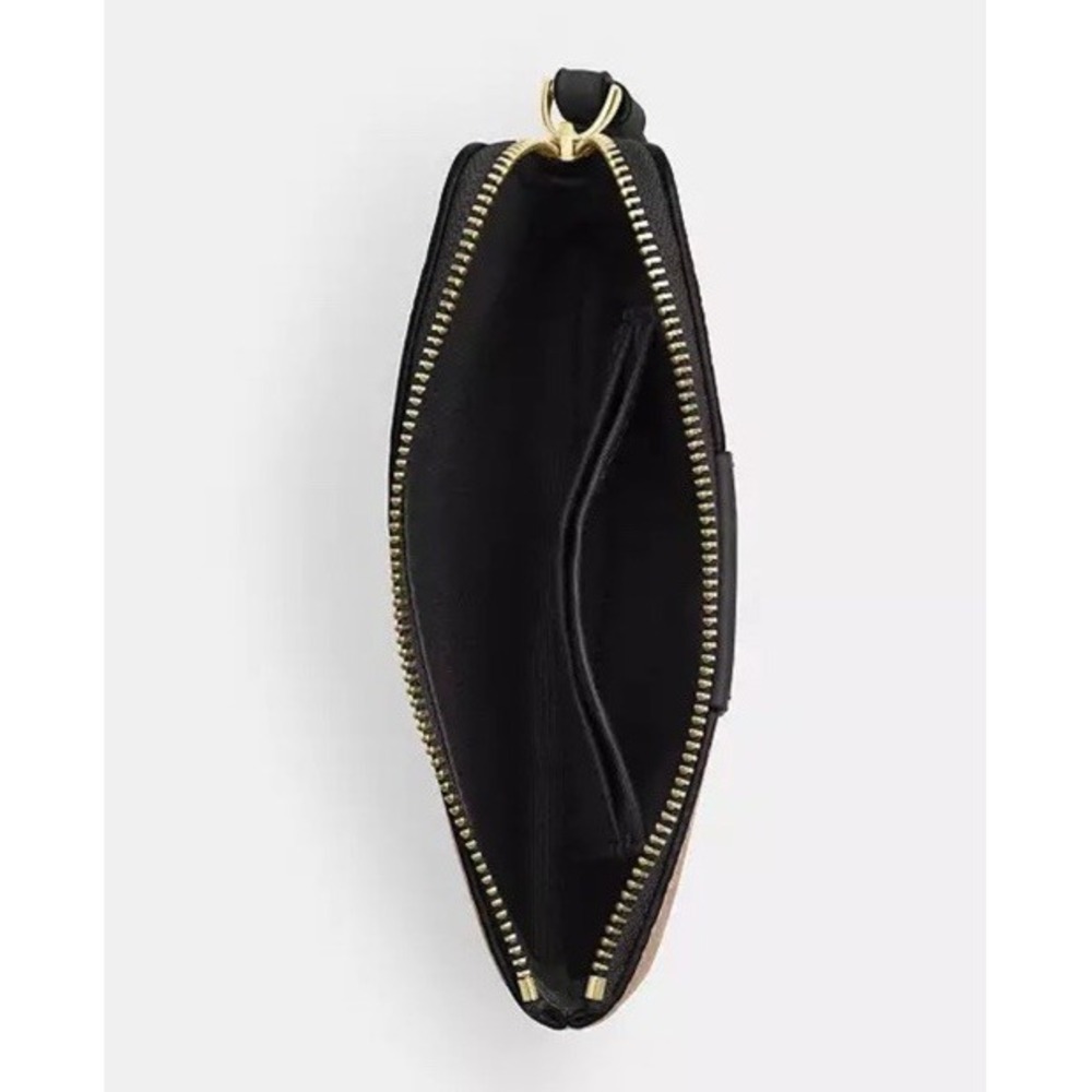 Coach Corner Zip Wristlet Wallet in Signature Canvas with Stripe Brown Black NEW - Picture 3 of 9